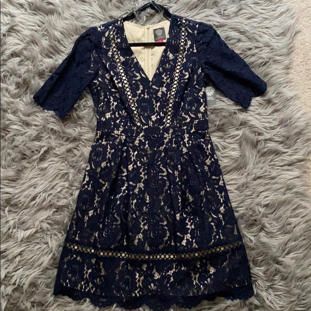 Vince Camuto navy lace dress